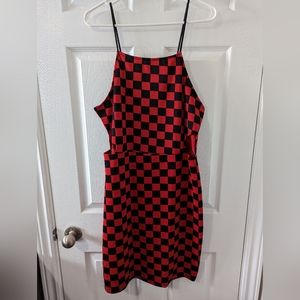 Plus Size Forever 21 Red and Black Checkered Dress with Cut Outs